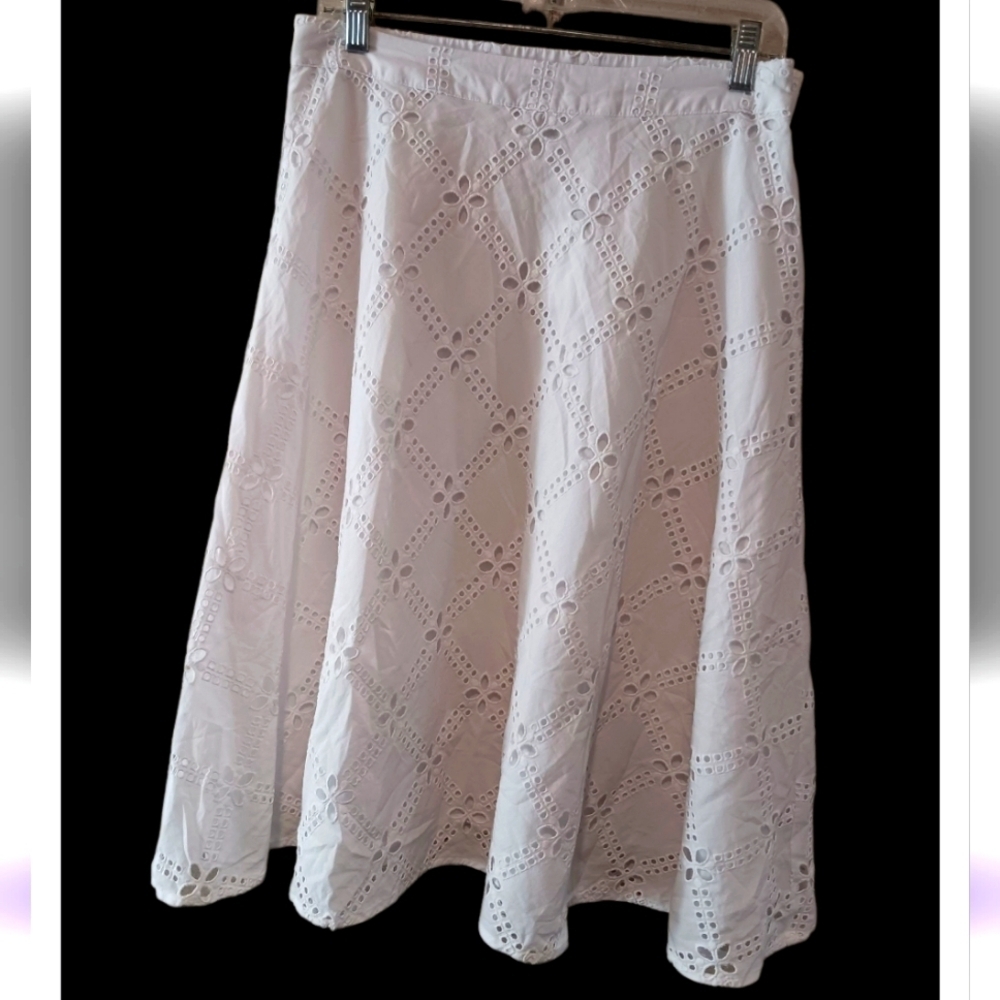 J. Jill White Eyelet A-Line Skirt Nw